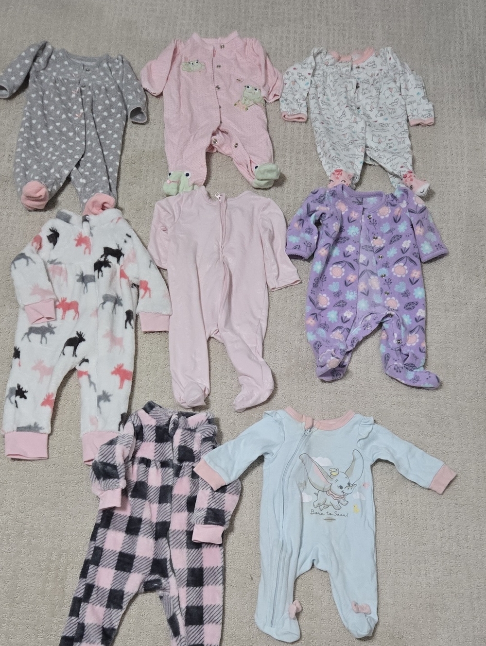 Baby Girls Mixed One-Piece Sleepwear Bundle - Newborn-3M